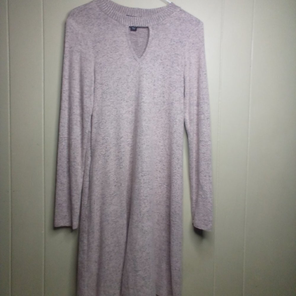 By & By Dress S Long Sleeve Peep Hole Pockets Soft Pink Gray
